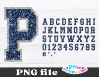 Glitter Sport Alphabet png - Navy Blue and Silver Alphabet