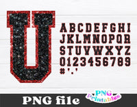 Glitter Sport Alphabet png - Black and Red Glitter Alphabet