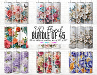 3D Floral 20 oz Skinny Tumbler png Bundle - Sublimation Tumbler Wrap