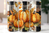Fall Plaid and Pumpkins 20 oz Skinny Tumbler png Design - Sublimation Tumbler Wrap