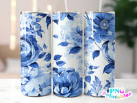 Blue Floral 20 oz Skinny Tumbler png Design - Sublimation Tumbler Wrap