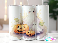 Halloween Ghost and Pumpkins 20 oz Skinny Tumbler png Design - Sublimation Tumbler Wrap - png File - Straight and Tapered - Digital Download