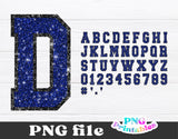 Glitter Sport Alphabet png - Blue and Black Alphabet - png Print File For Sublimation Or Print - Distressed - Download