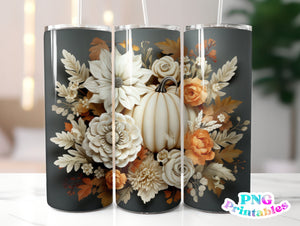 Fall Floral 20 oz Skinny Tumbler png Design - Sublimation Tumbler Wrap