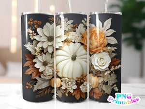 Fall Floral 20 oz Skinny Tumbler png Design - Sublimation Tumbler Wrap