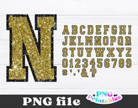 Glitter Sport Alphabet png - Gold and Black Alphabet - png Print File For Sublimation Or Print - Distressed - Download