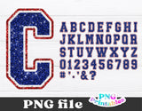 Glitter Sport Alphabet png - Blue White and Red Glitter Alphabet
