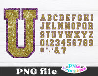 Glitter Sport Alphabet png - Gold and Purple Glitter Alphabet