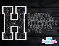 Glitter Sport Alphabet png Black and White