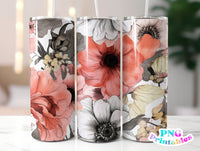 Peach Floral 20 oz Skinny Tumbler png Design
