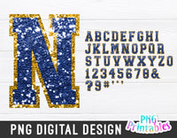 Sequin Sport Alphabet png - Royal Blue and Gold Alphabet