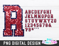 Sequin Sport Alphabet png - Red and Navy Alphabet