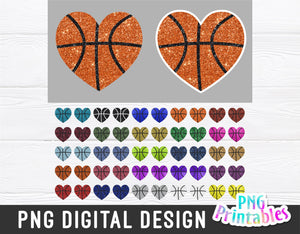 Glitter Basketball Heart png Bundle