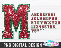 Sequin Sport Alphabet png Red and green
