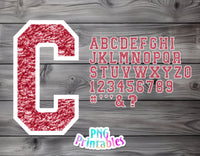 Chenille Alphabet png - Red with White Outline Alphabet