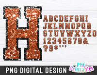 Sequin Sport Alphabet png Orange and black