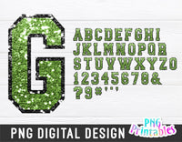 Sequin Sport Alphabet png Lime green and black