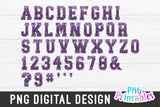 Sequin Sport Alphabet png Purple and silver