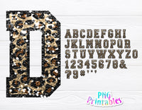 Sequin Sport Alphabet Leopard and Black | Sublimation PNG