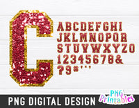 Sequin Sport Alphabet png - Red and Gold Alphabet