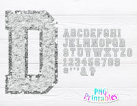 Chenille Alphabet png - White and Silver Alphabet