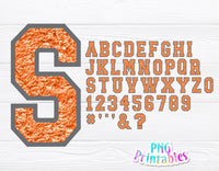 Chenille Alphabet png - Orange With Dark Gray Outline Alphabet