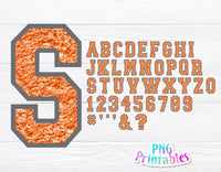 Chenille Alphabet png - Orange With Dark Gray Outline Alphabet