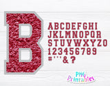 Chenille Alphabet png - Maroon with Gray Outline Alphabet