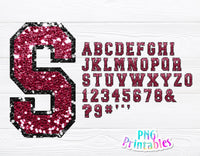 Sequin Sport Alphabet Maroon and Black | Sublimation PNG