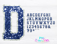 Sequin Sport Alphabet Royal Blue and White | Sublimation PNG