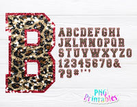 Sequin Sport Alphabet Leopard and Red | Sublimation PNG