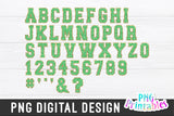 Chenille Alphabet Lime Green and Gold | Sublimation PNG