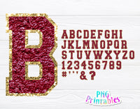 Chenille Alphabet Maroon and Gold | Sublimation PNG