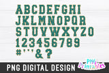 Chenille Alphabet Teal and Gold | Sublimation PNG