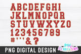 Chenille Alphabet Red and Gold | Sublimation PNG