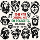 Dogs With Santa Hats svg Bundle - Christmas Dogs svg